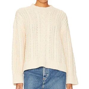 REVOLVE Tularosa | XS | Dorinda Cream Cable Knit Sweater oversized crew neck